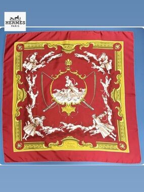 HERMÉS Chiens et Valets Carré 90 Silk Scarf w/ Box